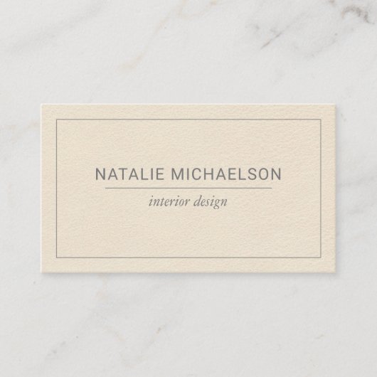 Ivory Faux Lederen Grijze Tekst Minimalist Visitekaartje (Voorkant)