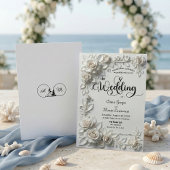 Ivory Faux Plaster Relief Roses Formal Wedding  Kaart