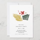 Ivory Festive Botanical Holiday Party Invitation Feestdagenkaart (Voorkant)