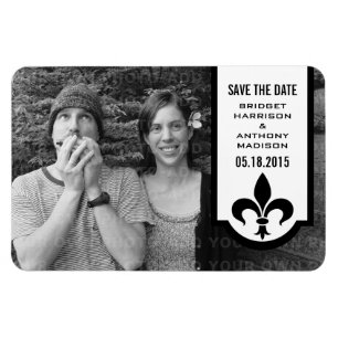 Ivory Fleur De Lis Banner sparen de Magnet Datum Magneet