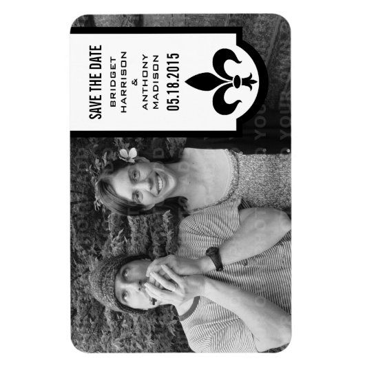 Ivory Fleur De Lis Banner sparen de Magnet Datum Magneet (Verticaal)