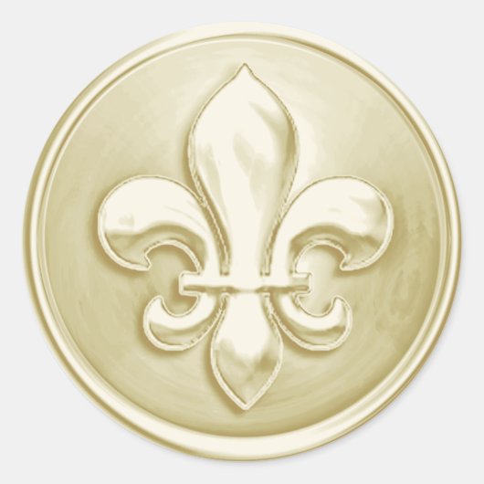 Ivory Fleur de Lis Envelope-zegel in reliëf Ronde Sticker (Voorkant)