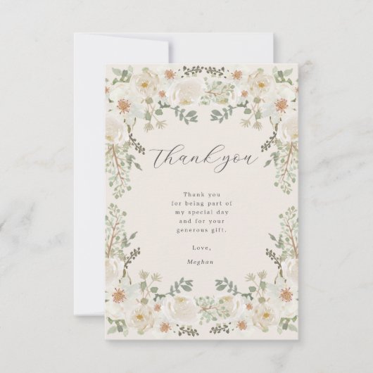 Ivory Floral Baby shower bedankje Bedankkaart (Voorkant)