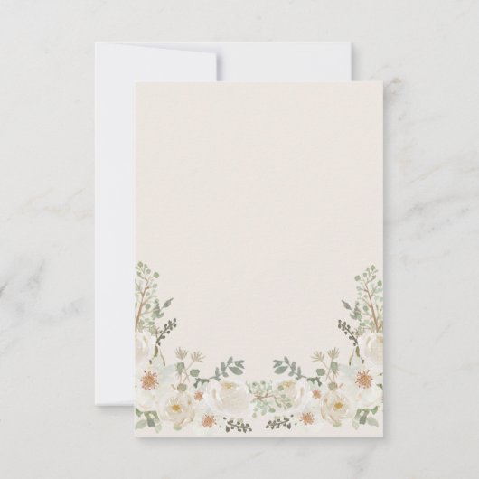 Ivory Floral Baby shower bedankje Bedankkaart (Achterkant)