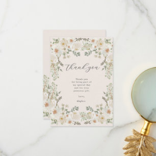Ivory Floral Baby shower bedankje Bedankkaart