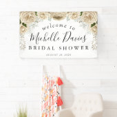 Ivory Floral Bouquet Elegant Vrijgezellenfeest Spandoek (Insitu)