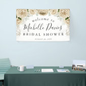 Ivory Floral Bouquet Elegant Vrijgezellenfeest Spandoek (Beurs)