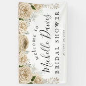 Ivory Floral Bouquet Elegant Vrijgezellenfeest Spandoek (Verticaal)