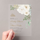 Ivory Floral Bouquet Islamic Muslim Wedding Acryl Uitnodigingen (Insitu (Draagbaar))