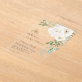 Ivory Floral Bouquet Islamic Muslim Wedding Acryl Uitnodigingen (Laagn)