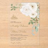 Ivory Floral Bouquet Islamic Muslim Wedding Acryl Uitnodigingen (Voorkant)