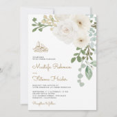 Ivory Floral Bouquet Islamic Muslim Wedding Kaart (Voorkant)