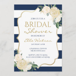 Ivory Floral Bridal Shower Invitation, bruiloft Kaart