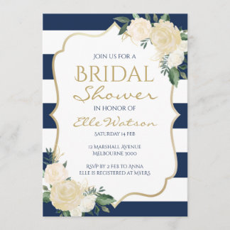 Ivory Floral Bridal Shower Invitation, bruiloft Kaart
