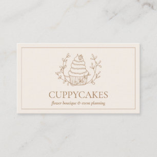 Ivory Floral Cupcake Baker Bakery Chef Catering Visitekaartje