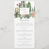 IVORY FLORAL DESERT CACTI WATERVERF WEDING MENU (Voorkant)
