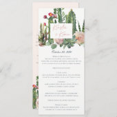 IVORY FLORAL DESERT CACTI WATERVERF WEDING MENU (Voorkant / Achterkant)
