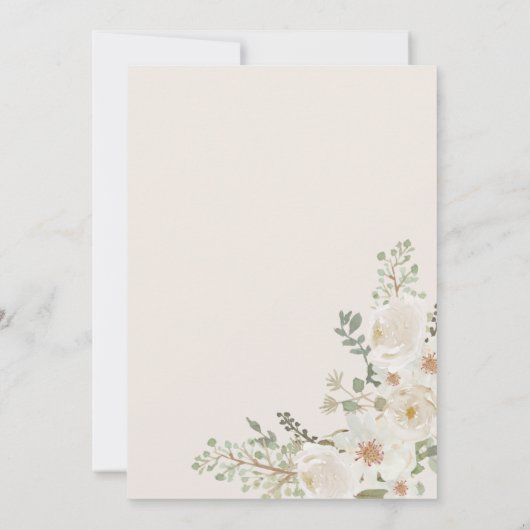 Ivory floral diaper-ticket uitnodiging (Achterkant)