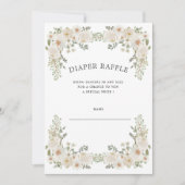 Ivory floral diaper-ticket uitnodiging (Voorkant)