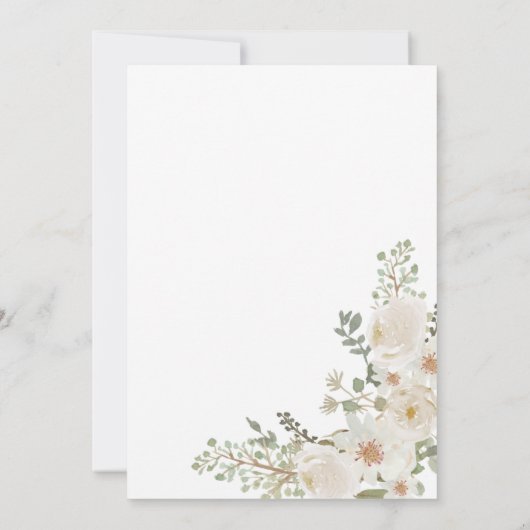 Ivory floral diaper-ticket uitnodiging (Achterkant)