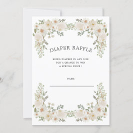 Ivory floral diaper-ticket uitnodiging