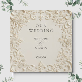 Ivory Floral Elegant Classic Wedding Gastenboek