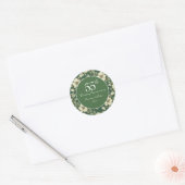 Ivory Floral en Smaragd Trouwdagjubileum Ronde Sticker (Envelop)