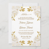 Ivory Floral Gold Glitter Islamic Muslim Weddensch Kaart (Voorkant)
