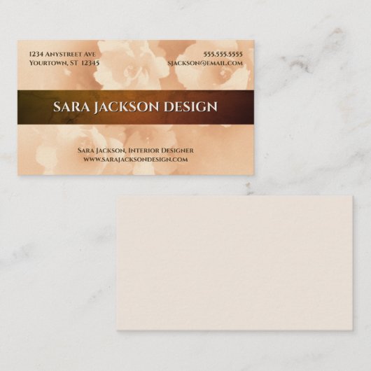 Ivory Floral Interior Design Event Planner Florist Visitekaartje (Voorkant / Achterkant)