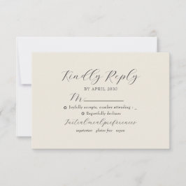 Ivory Floral Monogram Wedding RSVP Kaartje