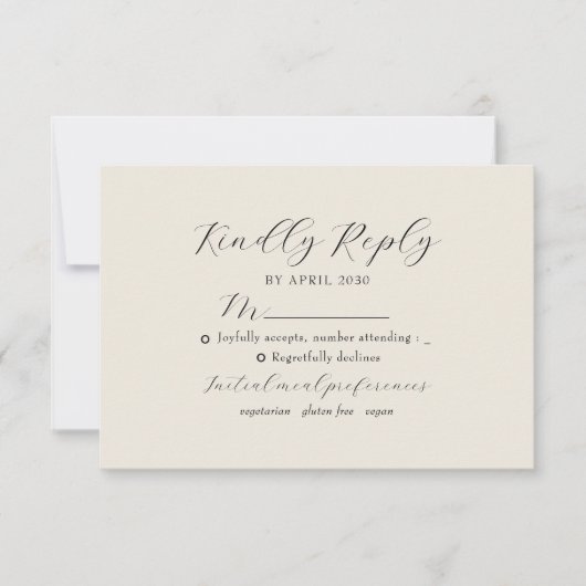 Ivory Floral Monogram Wedding RSVP Kaartje (Voorkant)