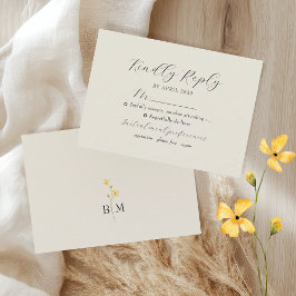 Ivory Floral Monogram Wedding RSVP Kaartje