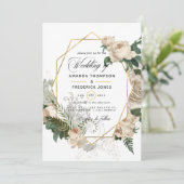 Ivory Floral Polygonal Rustic Weddenschap Kaart (Staand voorkant)