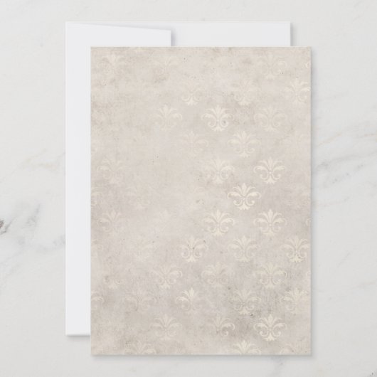 Ivory Floral Polygonal Rustic Wedding Kaart (Achterkant)