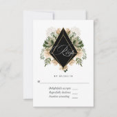 Ivory Floral Polygonal Rustic Wedding RSVP Kaartje (Voorkant)