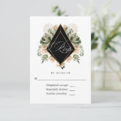 Ivory Floral Polygonal Rustic Wedding RSVP Kaartje (Staand voorkant)