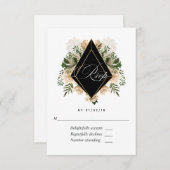 Ivory Floral Polygonal Rustic Wedding RSVP Kaartje (Voorkant / Achterkant)