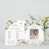 Ivory Floral Quinceanera Evenementenprogramma (Staand voorkant)