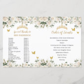 Ivory Floral Quinceanera Evenementenprogramma (Achterkant)