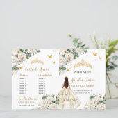 Ivory Floral Quinceanera Evenementenprogramma (Staand voorkant)