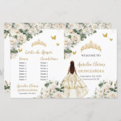 Ivory Floral Quinceanera Evenementenprogramma (Voorkant / Achterkant)