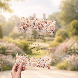 Ivory floral rose gold modern luxury clear wedding acryl uitnodigingen
