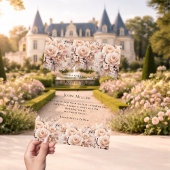 Ivory floral rose gold modern luxury clear wedding acryl uitnodigingen