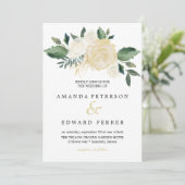 Ivory Floral Rozen bouquet bruiloft Kaart (Staand voorkant)