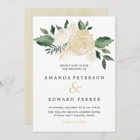 Ivory Floral Rozen bouquet bruiloft zwart roze Kaart (Voorkant / Achterkant)