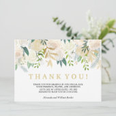 Ivory Floral Rozen bruiloft Dank u foto Bedankkaart (Staand voorkant)