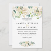 Ivory Floral Rozen Greenery bruiloft blush roze Kaart (Voorkant)