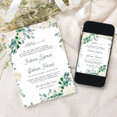 Ivory Floral Sage Green Leaves Islamic Wedding Kaart