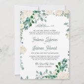 Ivory Floral Sage Green Leaves Islamic Wedding Kaart (Voorkant)