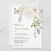Ivory Floral Sage Green lekt alles in één bruiloft Kaart (Voorkant)